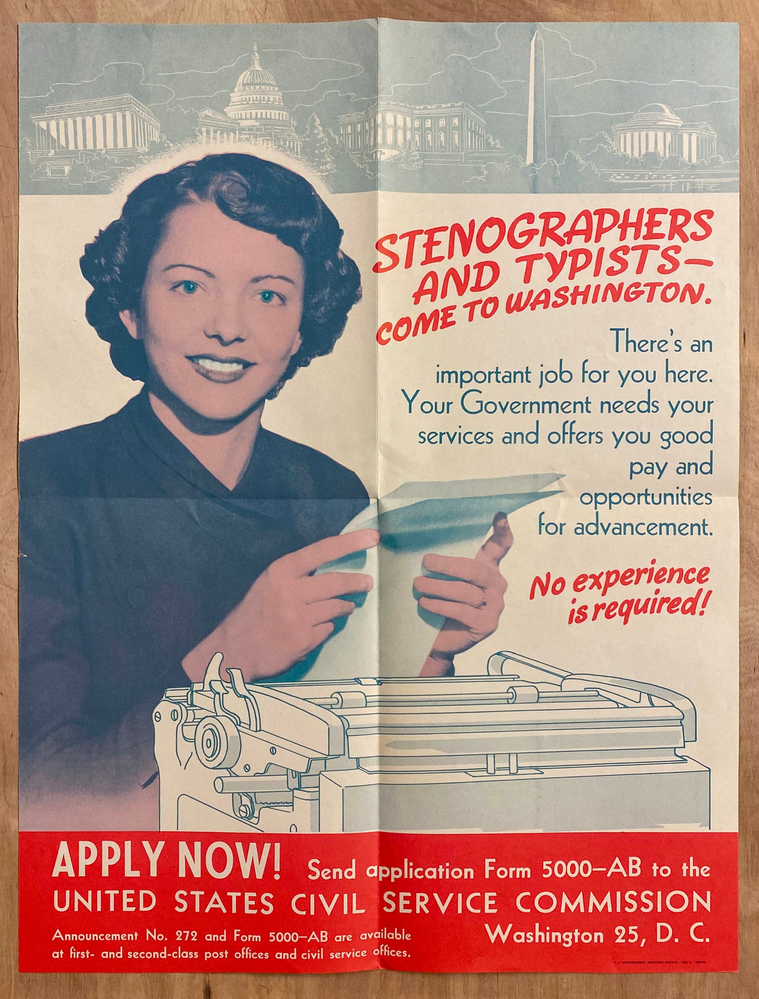 1951 Stenographers Typists Come to Washington Civil Service Commission