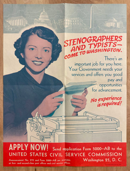 1951 Stenographers Typists Come to Washington Civil Service Commission