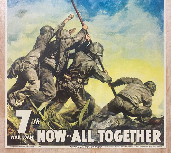 1945 Now All Together 7th War Loan Marines Iwo Jima Flag Raising WWII