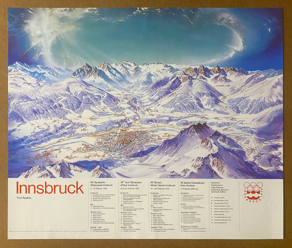 1976 Innsbruck Winter Olympic Games Map Panorama by Heinrich Berann