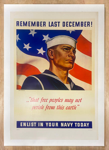 1942 Remember Last December Enlist In Your Navy Today John Falter Linen