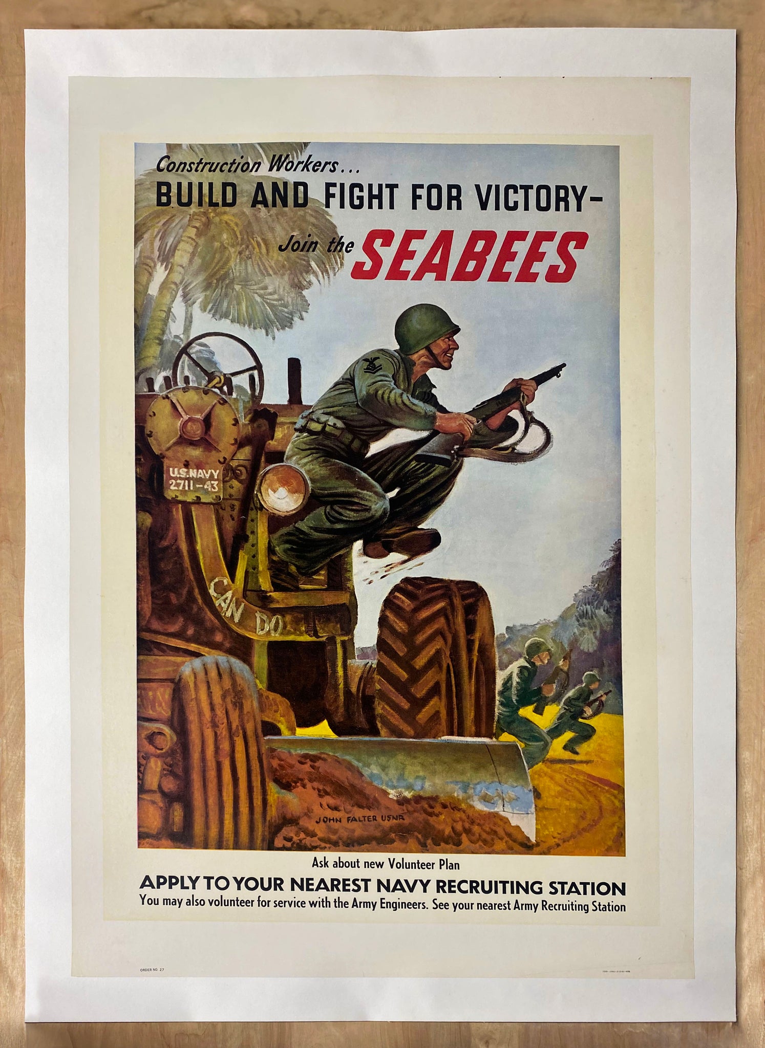 1943 Construction Works Build Fight For Victory Join Seabees John Falter WWII