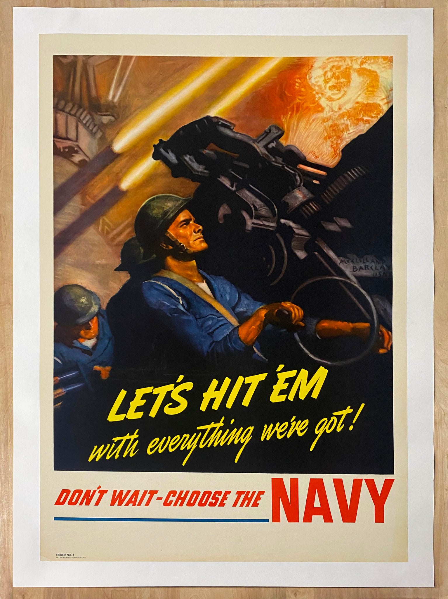 1942 Lets Hit Them with Everything We've Got Navy McClelland Barclay WWII