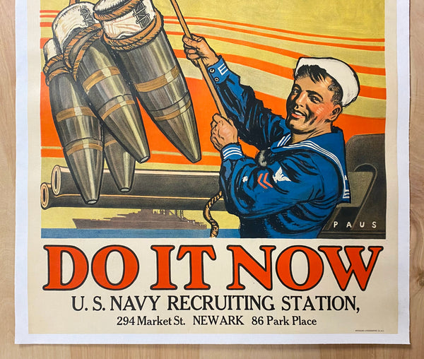 1918 Help Deliver The Goods Do It Now Herbert Paus WWI US Navy Recruiting