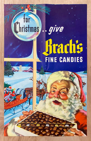 c.1950s For Christmas Give Brach’s Fine Candies Santa Claus Chocolate Vintage