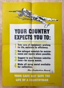 1942 Your Country Expects You To Conserve Metal Scrap Drive WWII