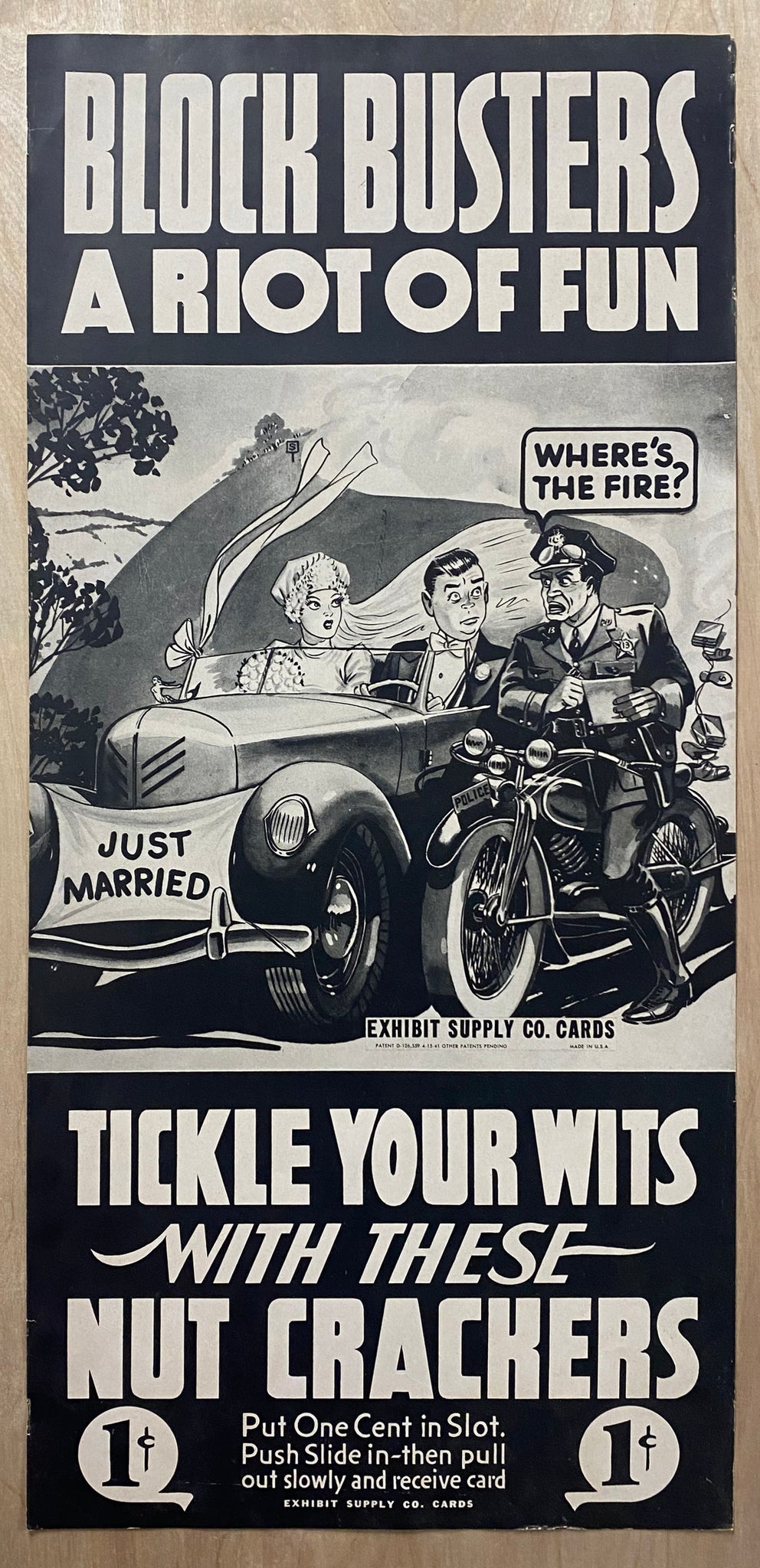 c.1940s Exhibit Supply Company Coin-Op Arcade Card Advertising