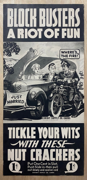 c.1940s Exhibit Supply Company Coin-Op Arcade Card Advertising