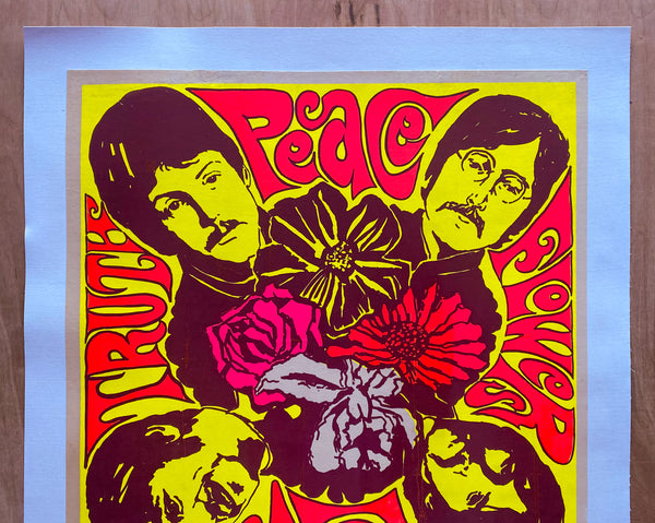 1967 The Beatles Truth Peace Flower Love Psychedelic Blacklight Leslie Tobin Imports