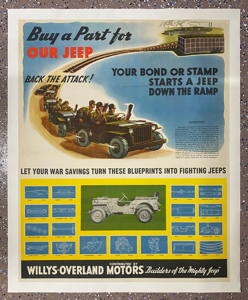 1943 Willys-Overland Motors Buy A Part For Our Jeep Factory Poster Set WWII