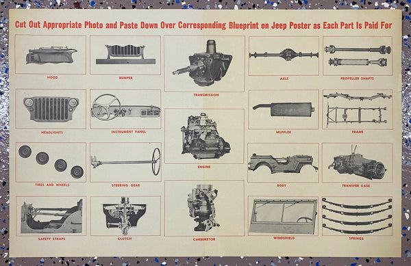 1943 Willys-Overland Motors Buy A Part For Our Jeep Factory Poster Set WWII