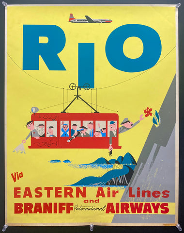 c.1950s RIO Via Eastern Air Lines and Braniff Airways Rio de Janeiro Brazil