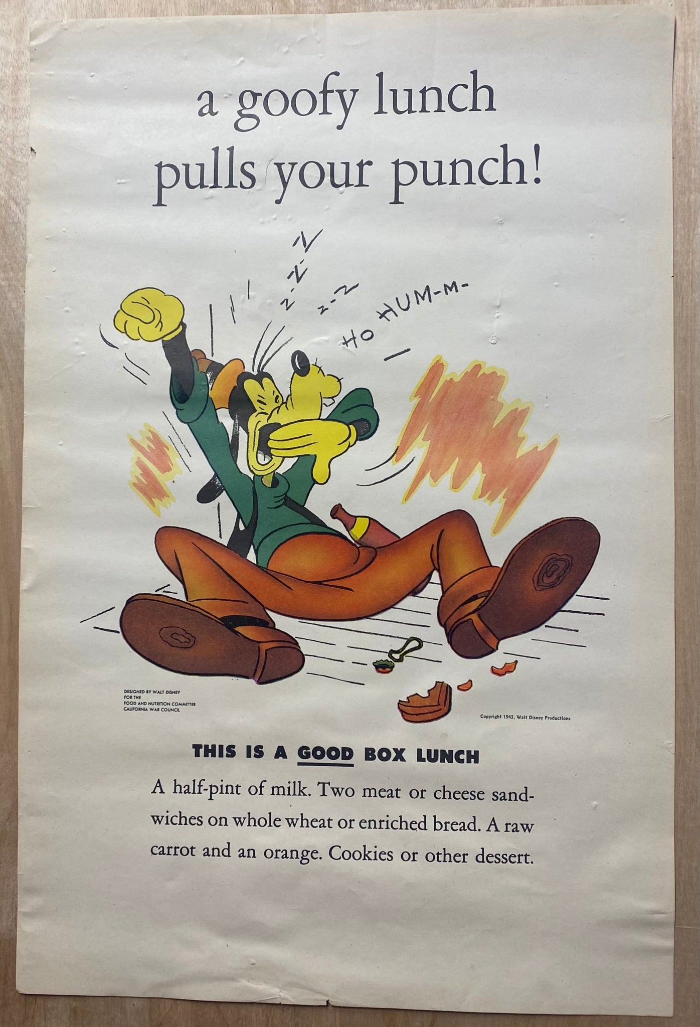 1943 A Goofy Lunch Pulls Your Punch Nutrition Disney Studios WWII