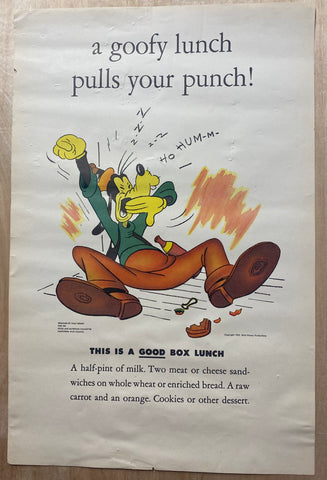 1943 A Goofy Lunch Pulls Your Punch Nutrition Disney Studios WWII