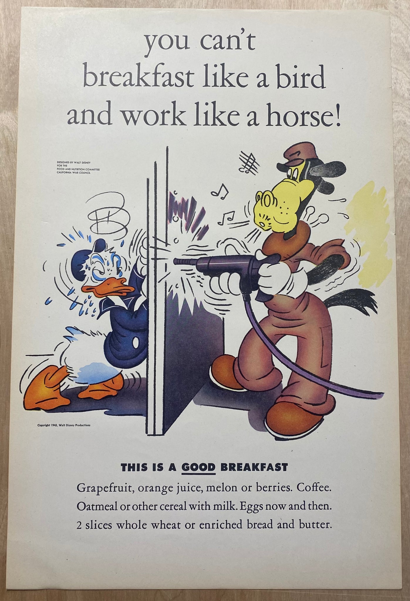 1943 You Can't Eat Like A Bird And Work Like A Horse Disney Studios WWII