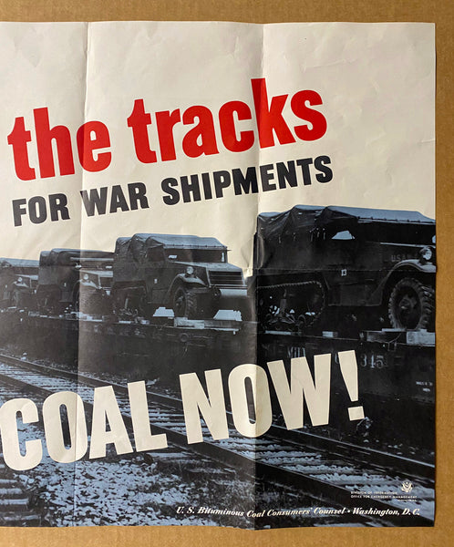 c.1942 Clear The Tracks For War Shipments Order Coal Now Photomontage WWII