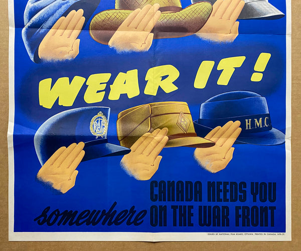 c.1942 If The Cap Fits Wear It Canada Needs You Somewhere On The War Front WWII
