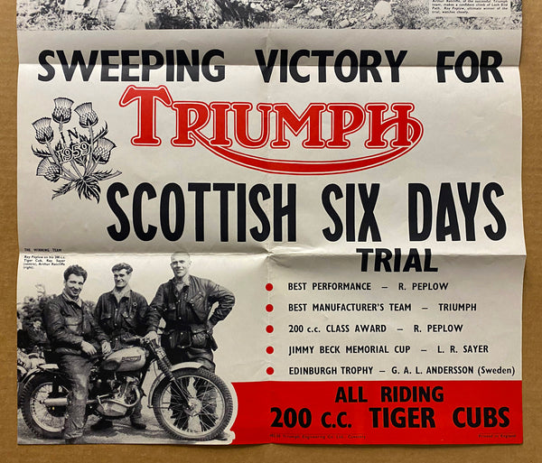 1959 Triumph Motorcycle Scottish Six Days Trial SSDT Advertising