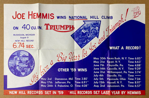 1959 Joe Hemmis Wins National Hill Climb Triumph Motorcycle Dealer