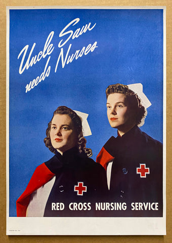 c.1944 Uncle Sam Needs Nurses American Red Cross Nursing Service WWII