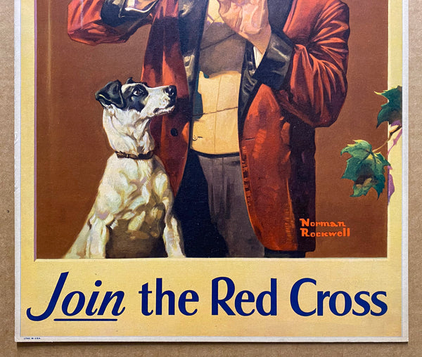 c.1945 Join the Red Cross Norman Rockwell Window Card WWII Era