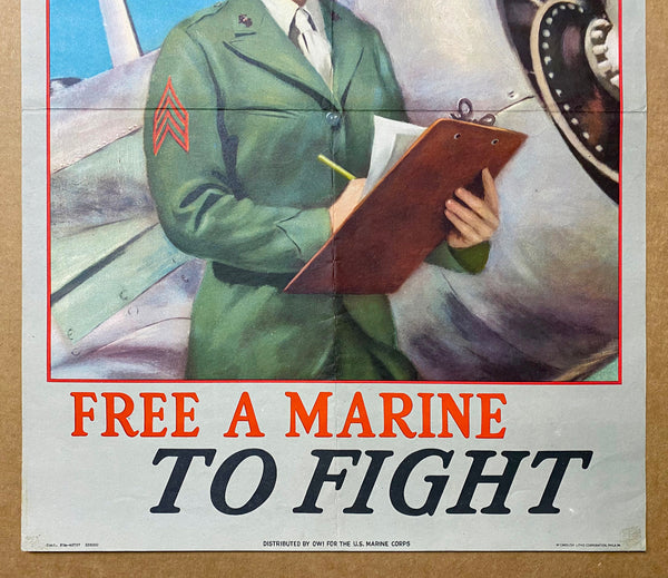 1942 Be A Marine Free A Marine To Fight USMC Women Recruiting WWII