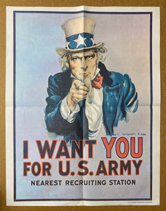 1975 I Want You For US Army Uncle Sam James Montgomery Flagg Vietnam War Era