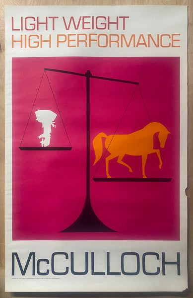 c.1964 McCulloch Outboard Boat Motor Dealer Poster Set of 5 Bail-A-Matic