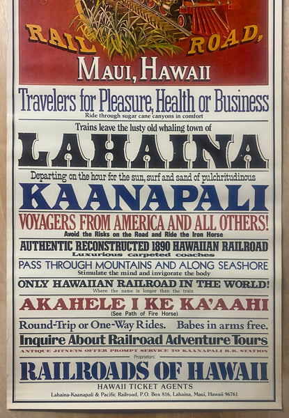 1970 Lahaina Kaanapali & Pacific Railroad Sugar Kane Train Maui Hawaii Original