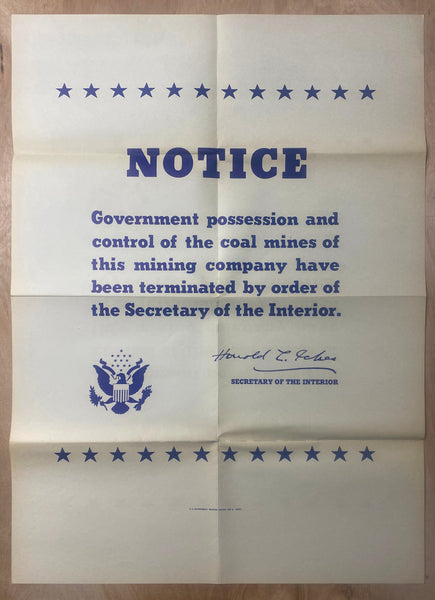 1943 Government Control of Coal Mine Terminated UMW Strike WWII