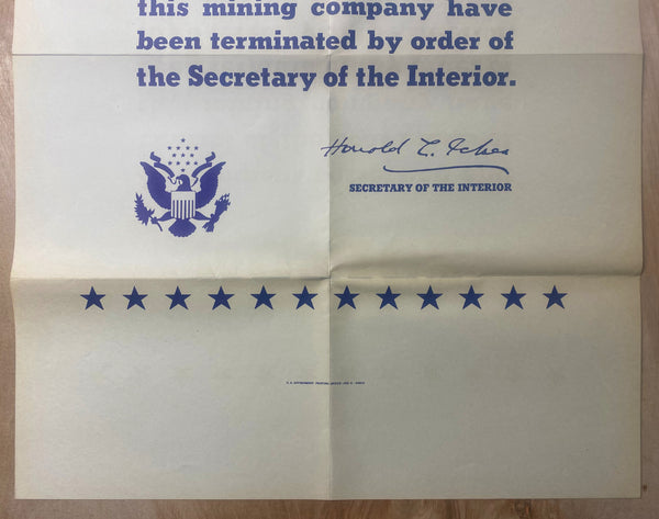 1943 Government Control of Coal Mine Terminated UMW Strike WWII