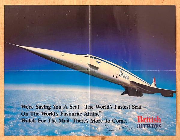 c.1982 British Airways Concorde We’re Saving You A Seat Fred Finn