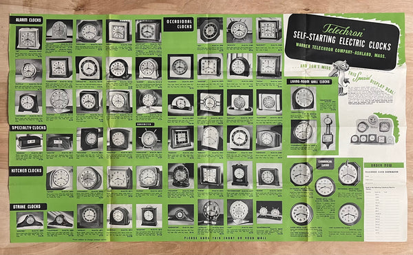 1941 Warren Telechron Company Dealer Electric Clock Poster Brochure
