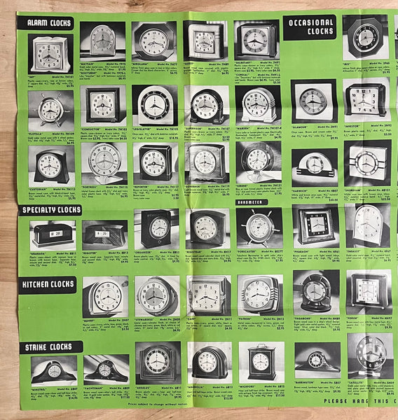 1941 Warren Telechron Company Dealer Electric Clock Poster Brochure
