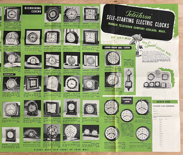 1941 Warren Telechron Company Dealer Electric Clock Poster Brochure