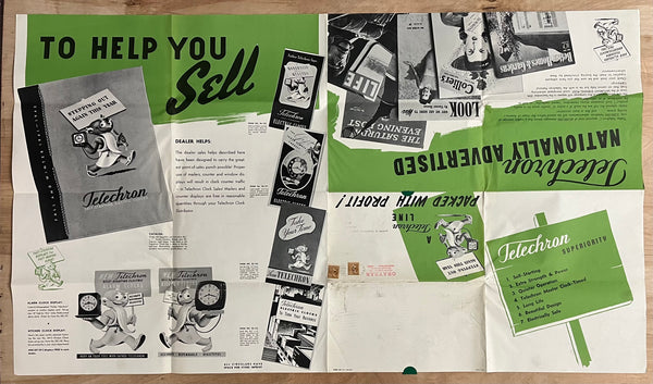 1941 Warren Telechron Company Dealer Electric Clock Poster Brochure