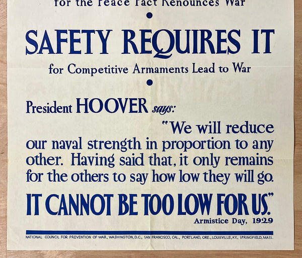 c.1930 Naval Disarmament National Council for Prevention of War Peace Pacifism