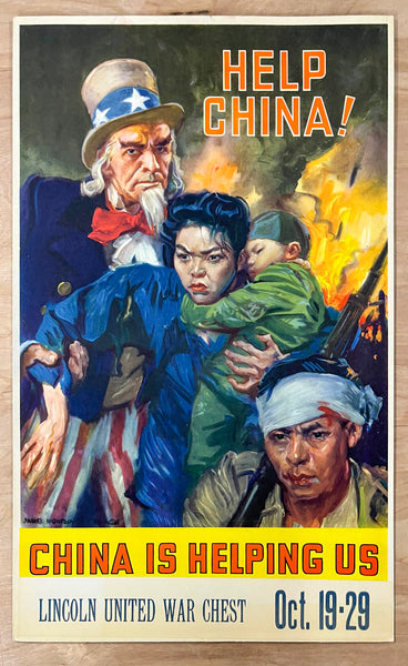 c.1942 Help China! China Is Helping Us United Relief James Montgomery Flagg