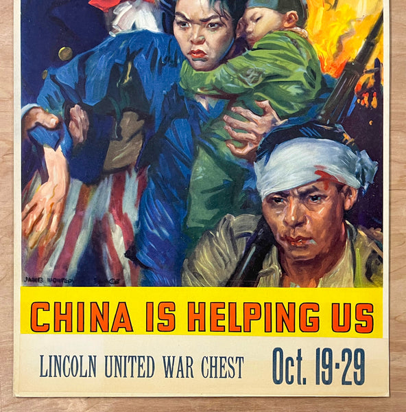c.1942 Help China! China Is Helping Us United Relief James Montgomery Flagg