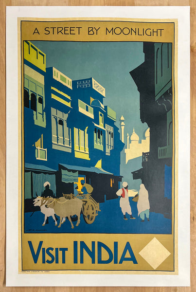 c.1925 A Street By Moonlight Visit India Henry George Gawthorn