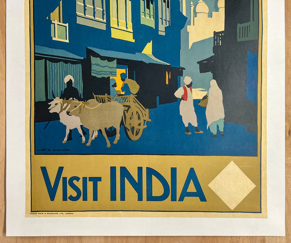 c.1925 A Street By Moonlight Visit India Henry George Gawthorn