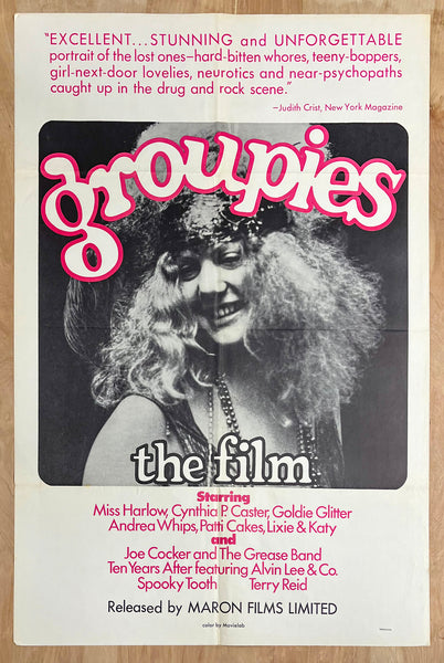 1970 Groupies Folded One Sheet Documentary Movie Rock & Roll