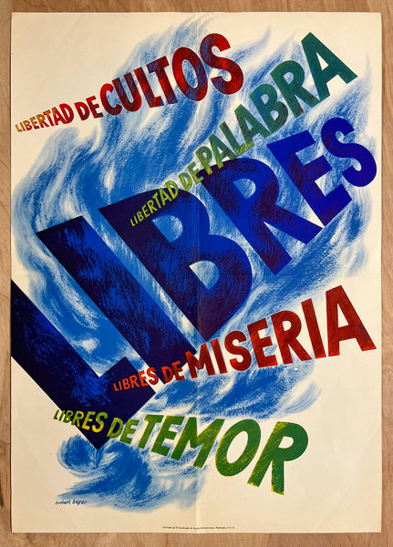 c.1942 WWII Libres Four Freedoms Interamerican Affairs Herbert Bayer