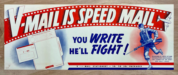 c.1943 V-Mail Is Speed Mail You Write He’ll Fight WWII Homefront