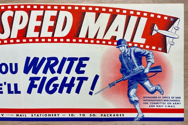 c.1943 V-Mail Is Speed Mail You Write He’ll Fight WWII Homefront