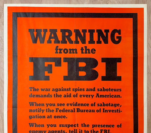 1943 Warning From The FBI Spies Saboteurs Enemy Agents J Edgar Hoover WWII