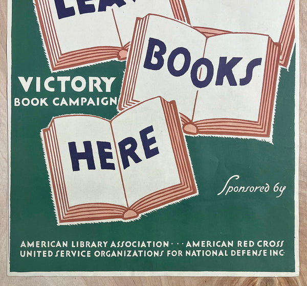 c.1942 Leave Books Here Victory Book Campaign ALA Charles Buckles Falls WWII