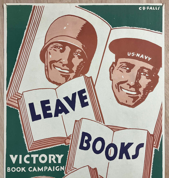 c.1942 Leave Books Here Victory Book Campaign ALA Charles Buckles Falls WWII