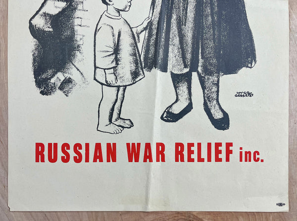 c.1943 Share Your Clothing! Russian War Relief Inc. Hugo Gellert WWII