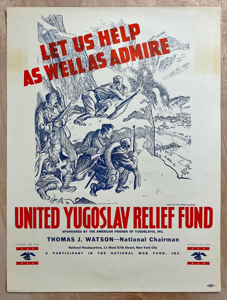c.1944 Let Us Help United Yugoslavia Relief Fund Partisans WWII